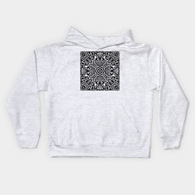 Black and White Abstract Original Mandala Kids Hoodie by missdebi27